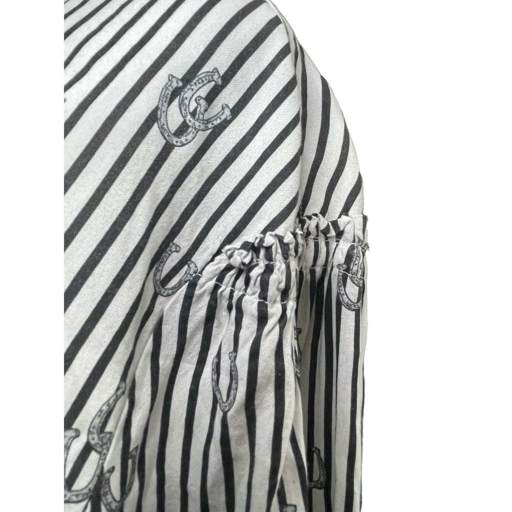 Cruel Women's Flowy Blouse Horseshoes Ruffles Cowgirl Rodeo Size XL Rockabilly - Picture 5 of 14